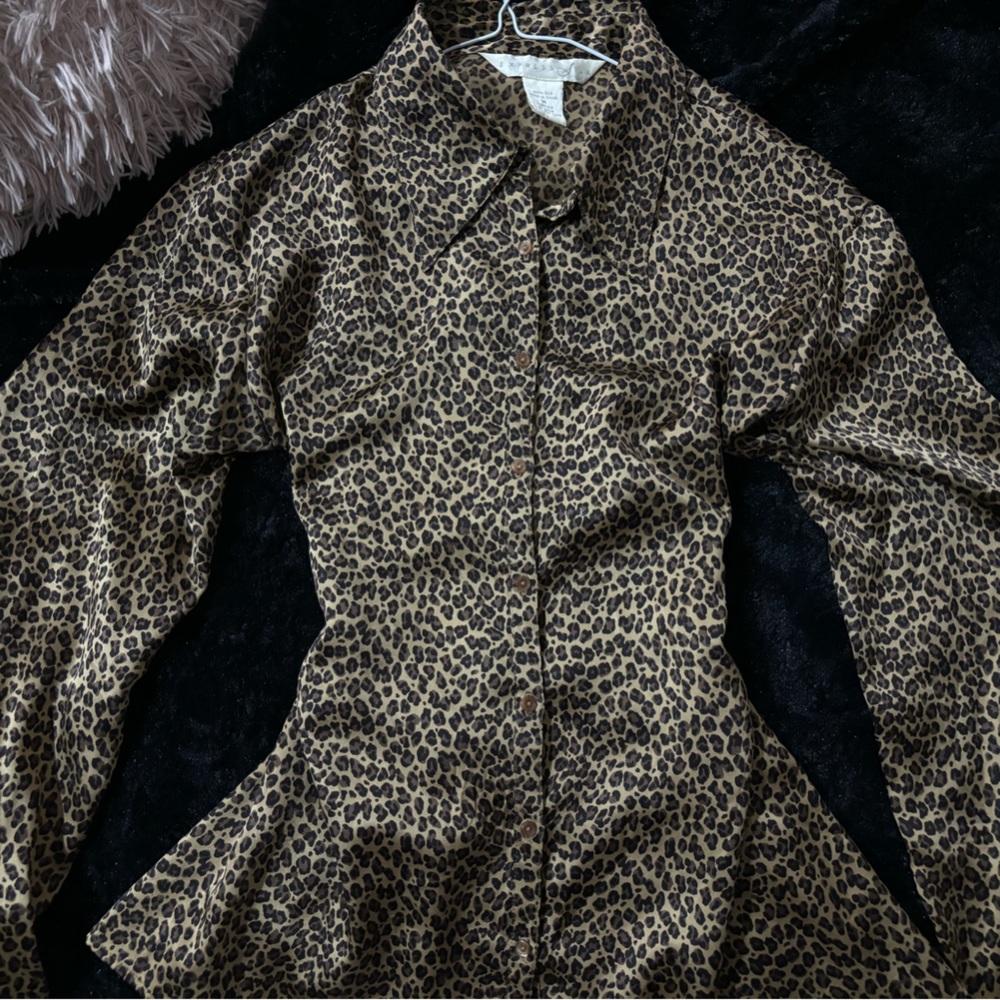 Leopard Print Button-Up Blouse